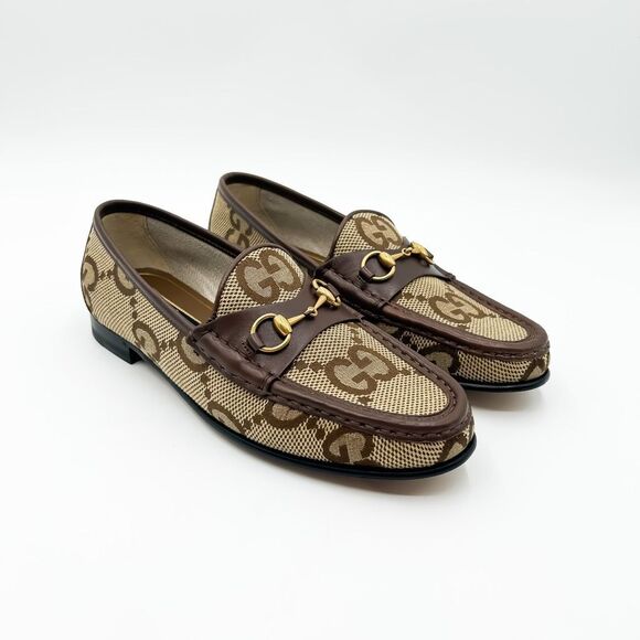Gucci Horsebit GG Maxi Leather Canvas Loafers Size 38, 8 - Picture 2 of 13